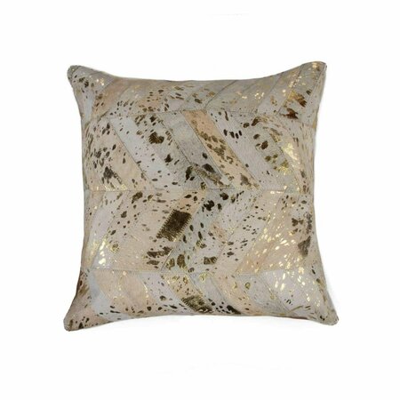 OCEANTAILER Home Roots Beddings  Torino Chevron Pillow Natural & Gold - 18 x 18 in. 332290
